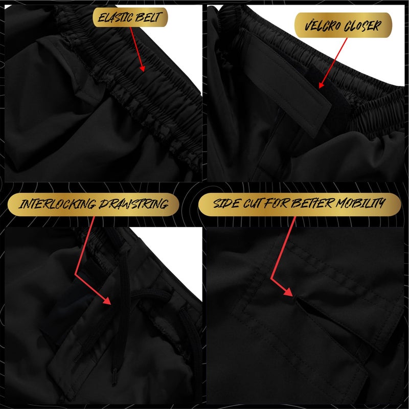 ROAR Kids Mixed Martial Arts MMA Short BJJ Training Muay Thai Workout (Black, Y-Small) - Image 4